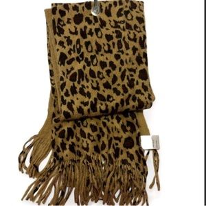 Leopard Animal Print Ladies Scarf With Fringe NWT